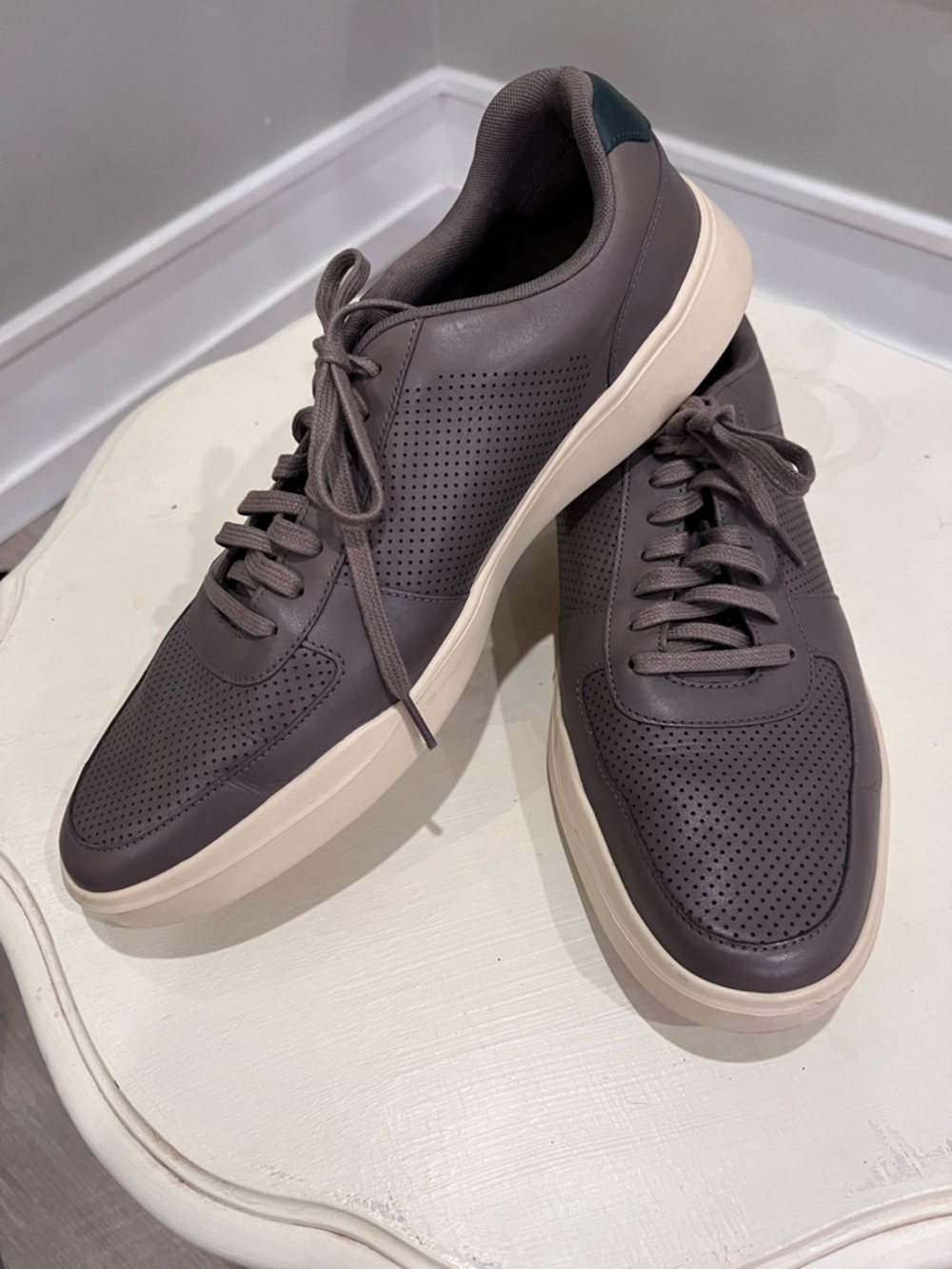 Cole Haan Men's Perforated Leather Sneakers - Taupe with Cream Sole